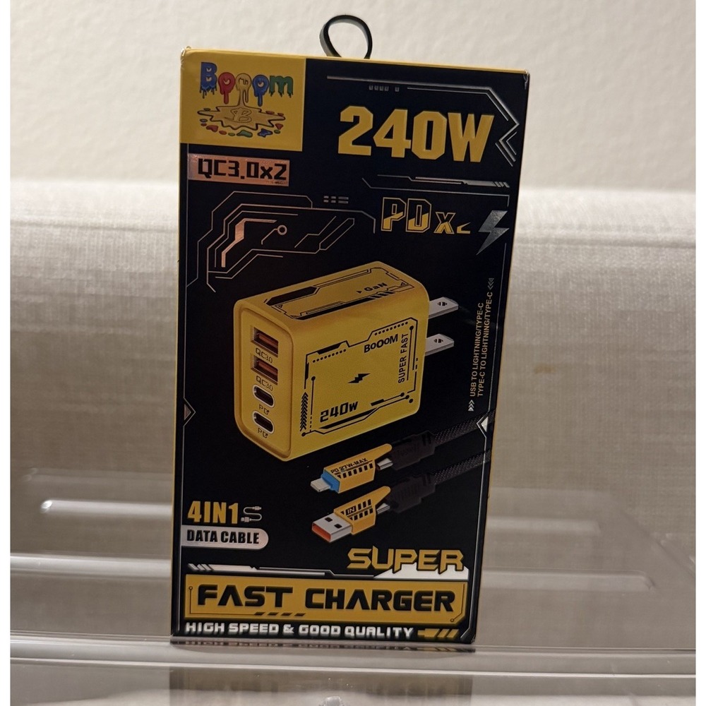 240W Fast Type C Wall Charger , 4-In-1 240W Super Fast Cable For Cell Phone iPad